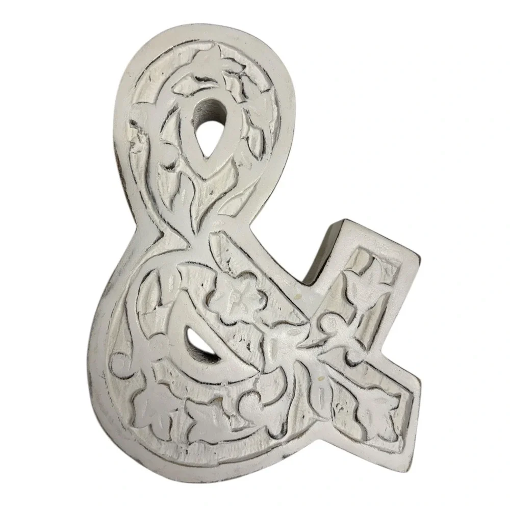 Nicole Miller‎ Home Decor Ampersand Wall Art Hanging Floral Carved Wood